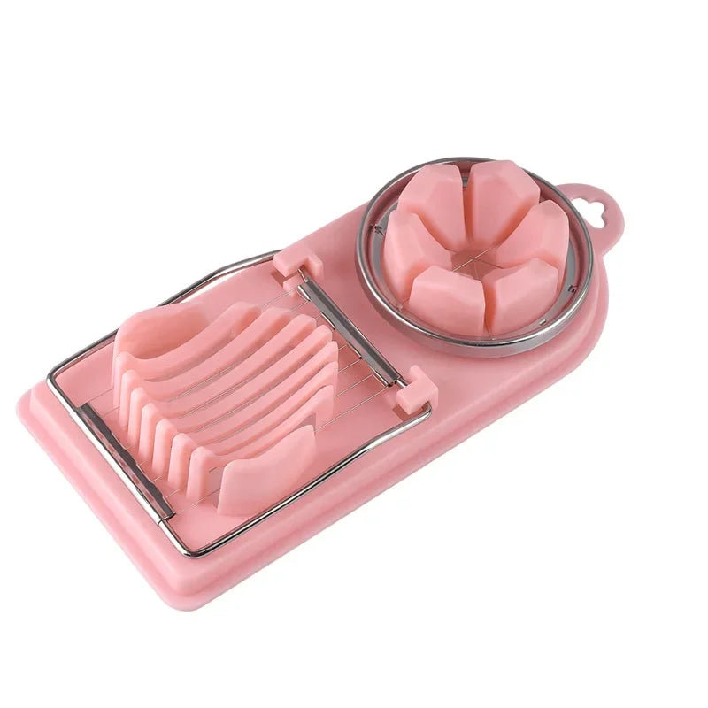 2-in-1 Stainless Steel Egg Slicer & Divider | Kitchen Tool Egg Slicer Tool PLUSH Egg Slicer pink