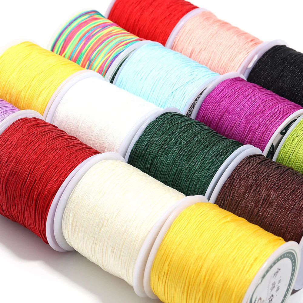 90m Multicolor Nylon Braiding Cord 0.8mm | Chinese Knot Thread Jewelry Braiding Cord PLUSH