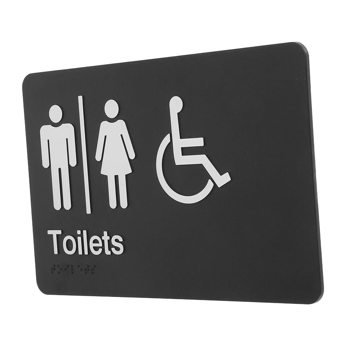 Braille Unisex Restroom Sign | Self-Adhesive ABS Plastic Restroom Door Sign PLUSH
