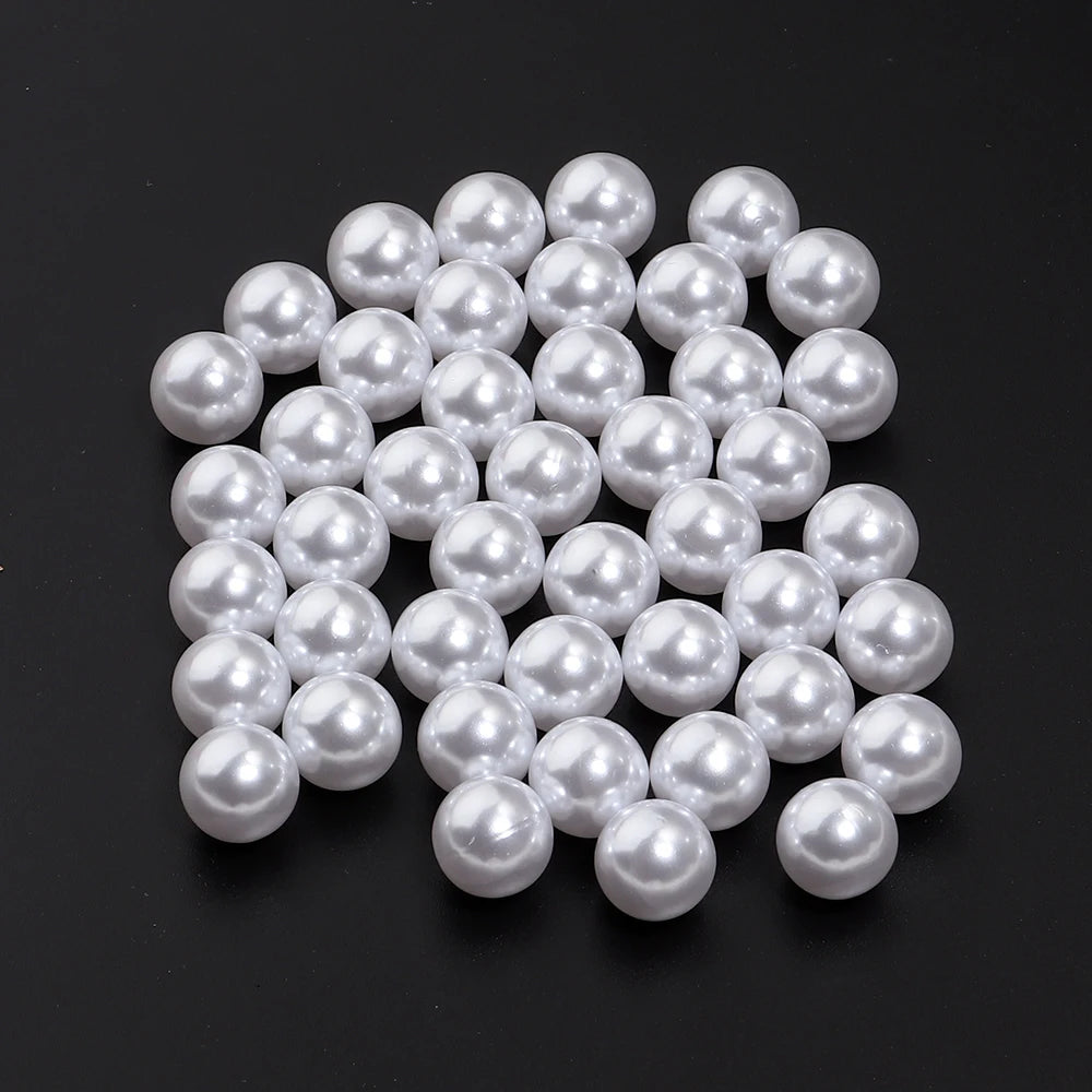 Vintage White ABS Pearl Beads No Hole – 10-1000pcs DIY Craft Loose Craft Beads PLUSH 12mm x 50pcs