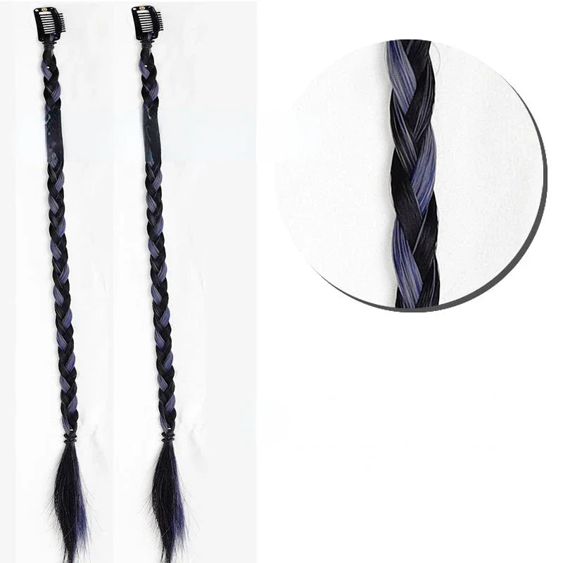 2Pcs Clip-In Braided Hair Extensions – Synthetic Twist Braid Pieces Clip-In Hair Extensions PLUSH tr haze blue 2Pcs