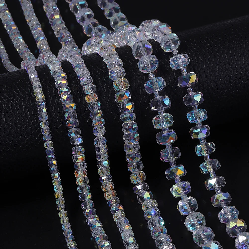 AB Color Faceted Crystal Glass Wheel Spacer Beads – DIY Jewelry Glass Spacer Beads PLUSH