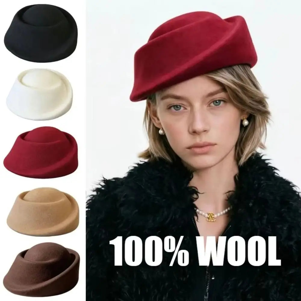 Vintage Hepburn Pillbox Fedora Hat – Elegant Women's Wool Felt Pillbox Fedora Hat PLUSH