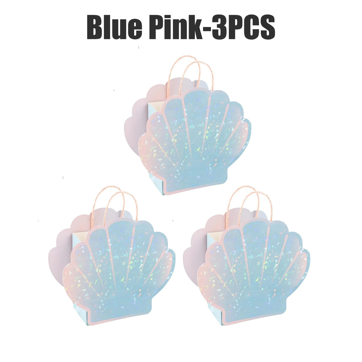 Mermaid Seashell Party Favor Bags | Ocean Theme Goodie Bags Party Favor Bags PLUSH Blue Pink 3PCS