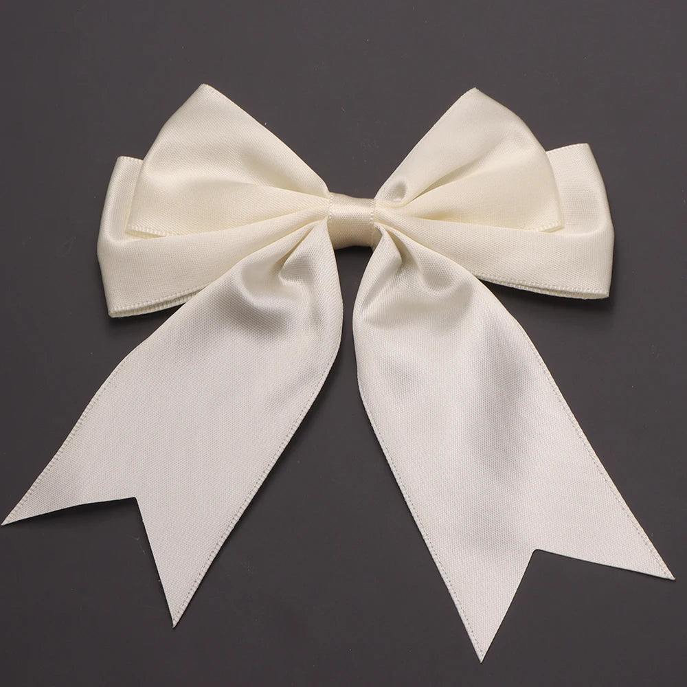 5pcs Double Layer Satin Swallowtail Bows – DIY Hair & Jewelry Ribbon Bow Findings PLUSH beige