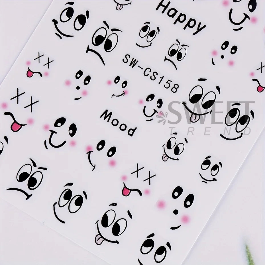Cartoon Expression Nail Art Stickers 2pcs – DIY Decals Nail Art Stickers PLUSH