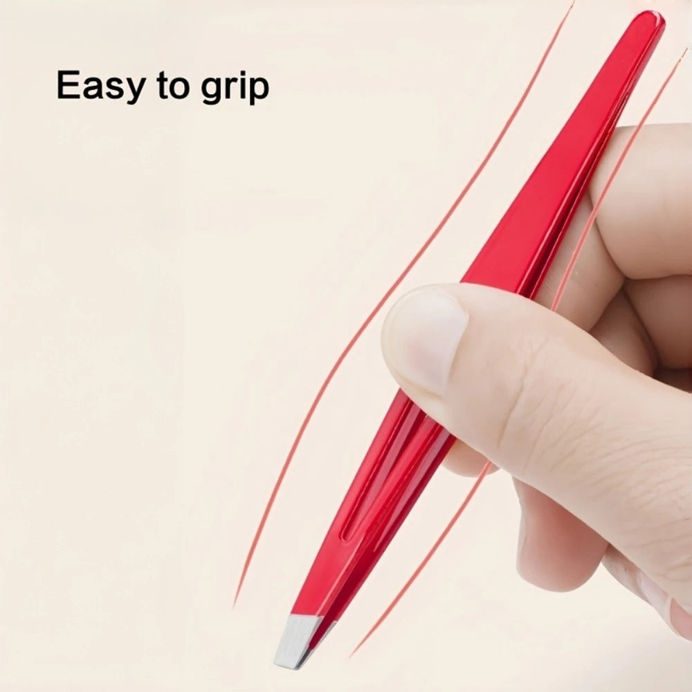Slant Tip Stainless Steel Tweezers – Eyebrow & Facial Grooming Eyebrow Tweezers PLUSH