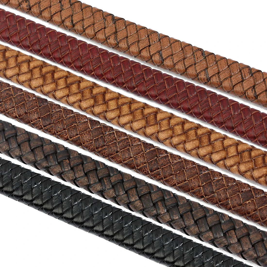 Braided Flat Leather Cord 10/12mm | DIY Jewelry Making – 1m Roll Leather Jewelry Cord PLUSH