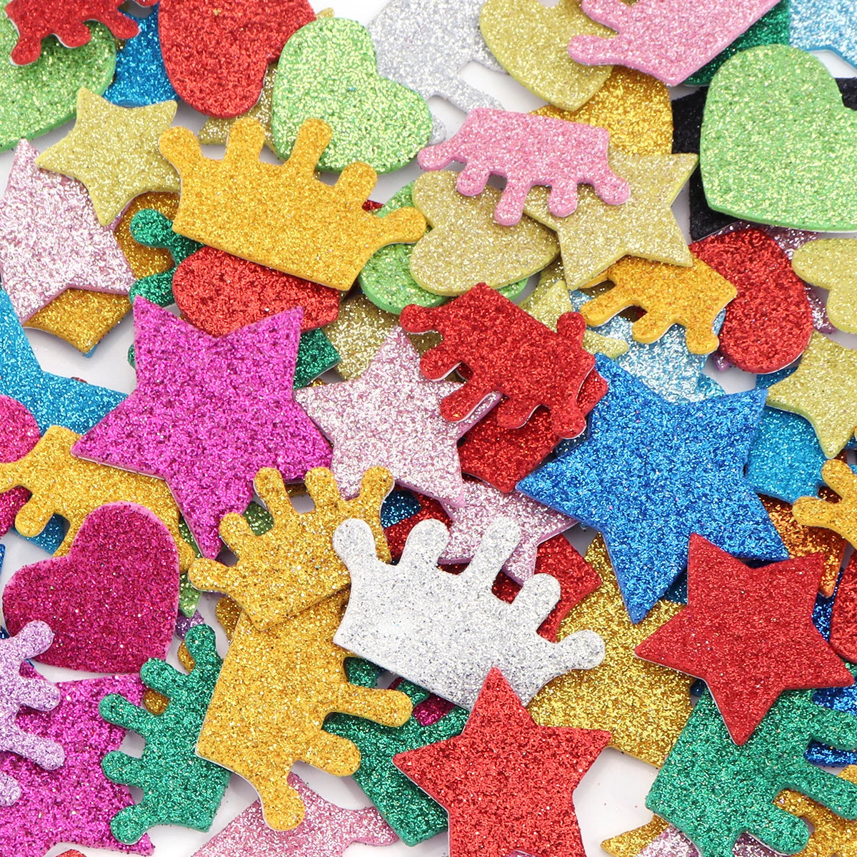 33pcs Glitter Foam EVA Stickers Heart Star Scrapbook Craft Foam Craft Stickers PLUSH