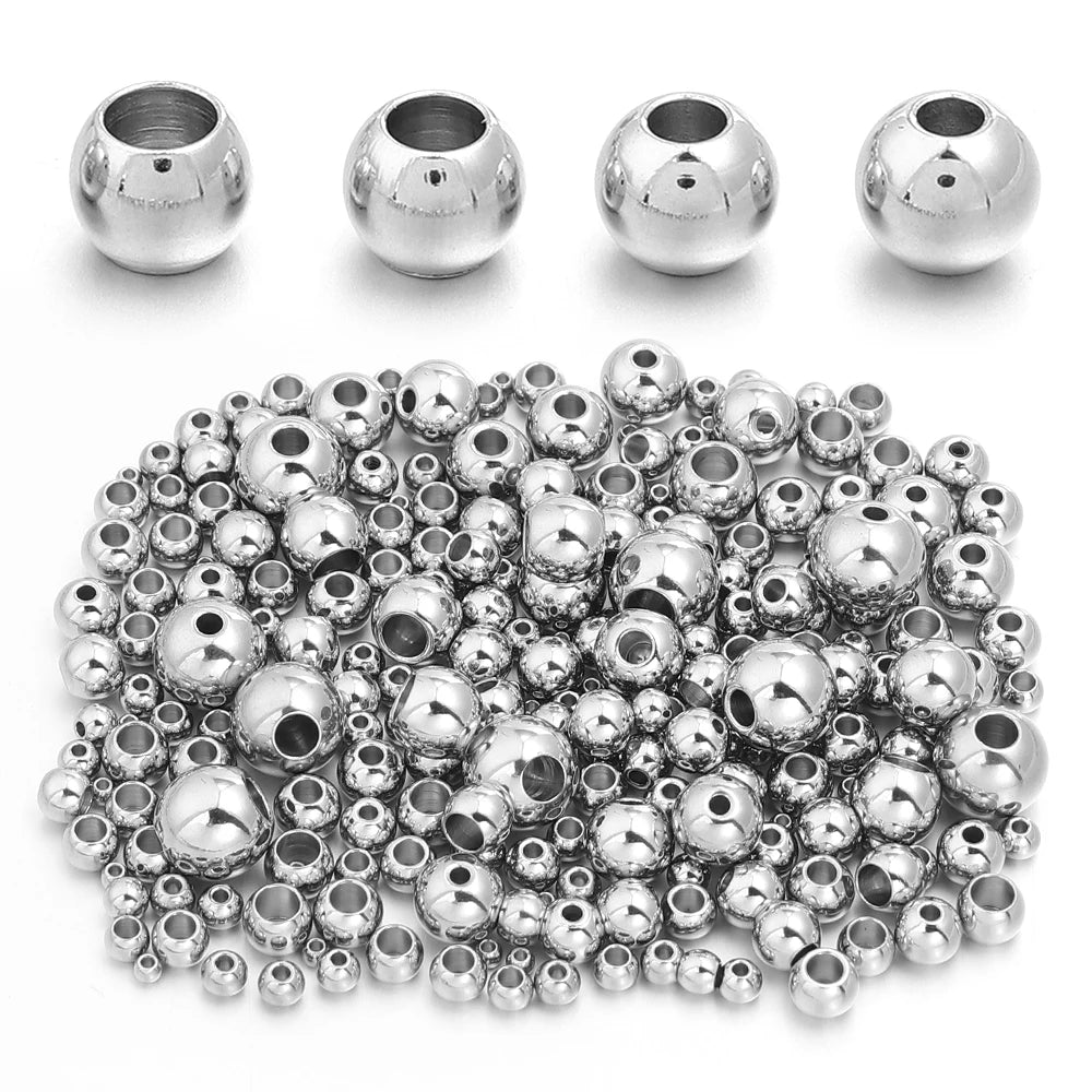 Silver Stainless Steel Big Hole Spacer Beads | DIY Jewelry Jewelry Spacer Beads PLUSH