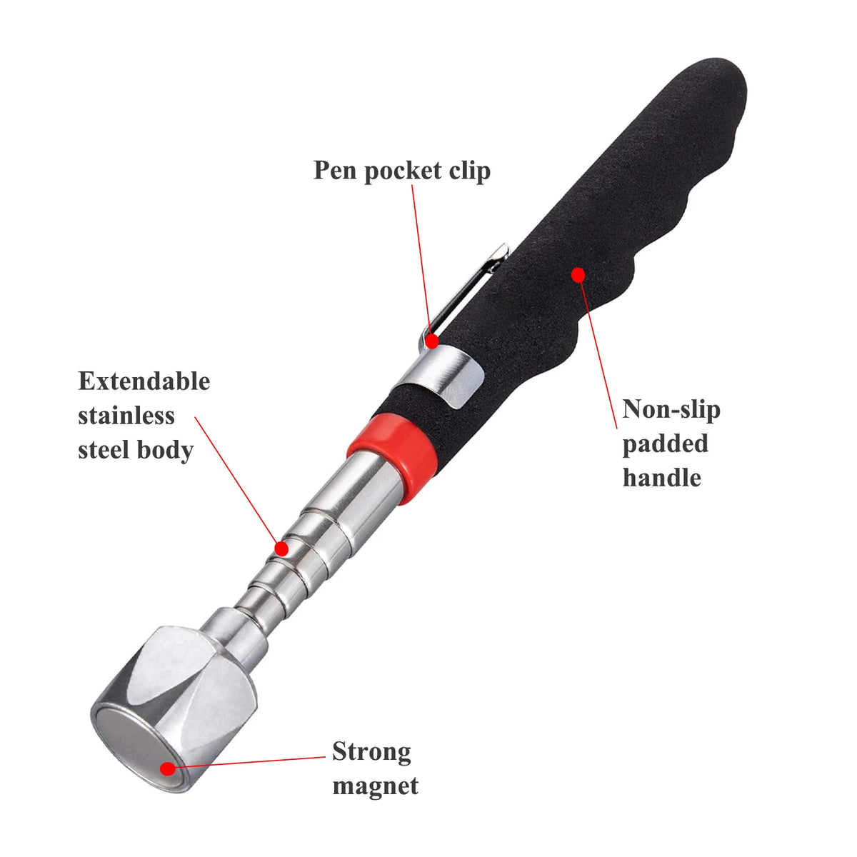Telescopic Magnetic Pickup Tool Extendable 7–30 Inch with Mirror Magnetic Pickup Tool PLUSH