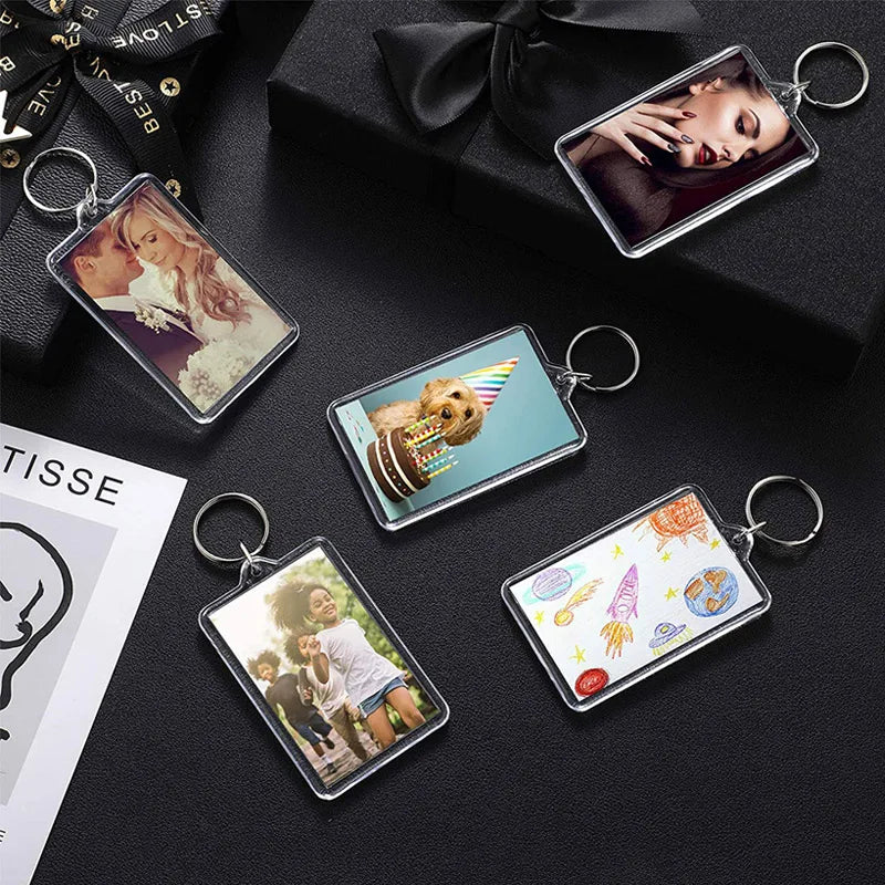 Clear Acrylic Photo Keychain Blank with Split Ring – DIY Gift Keychain Blank PLUSH