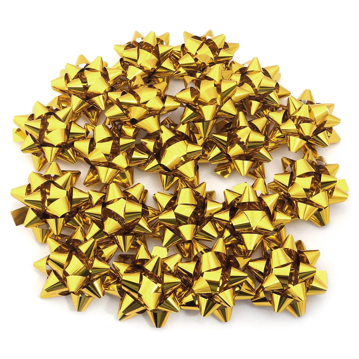 20pcs Self-Adhesive Ribbon Bows Star Flower Gift Wrapping Ribbon Gift Bows PLUSH gold 3.8cm
