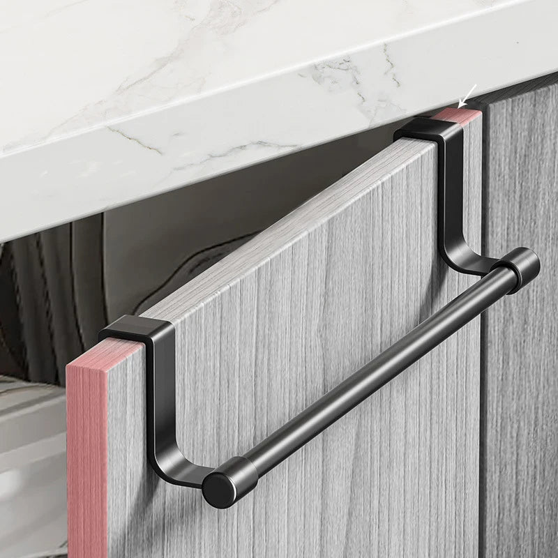 Over Cabinet Door Towel Rack – Punch-Free Steel Hanger Over-Door Towel Rack PLUSH