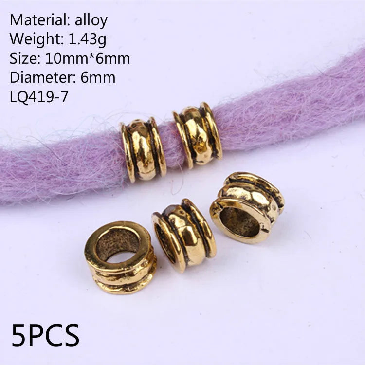 5pcs Metal Dreadlock Bead Cuffs Hair Braid Rings 3D Charms Dreadlock Hair Beads PLUSH 5pcs NO.12