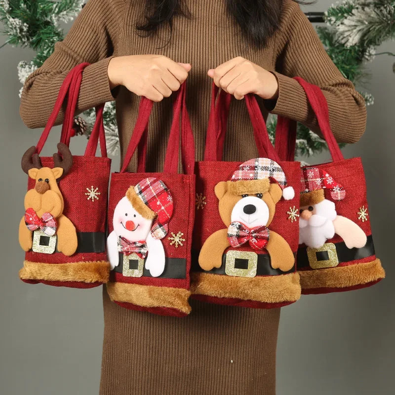 Christmas Snowman & Bear Gift Bags with Handles for Kids Christmas Gift Bags PLUSH
