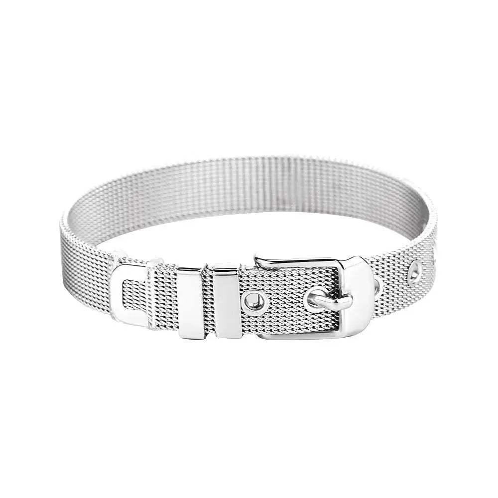 Titanium Steel Mesh Bracelet – Hip Hop Korean Style Unisex Fashion Bracelet PLUSH Silver 10mm