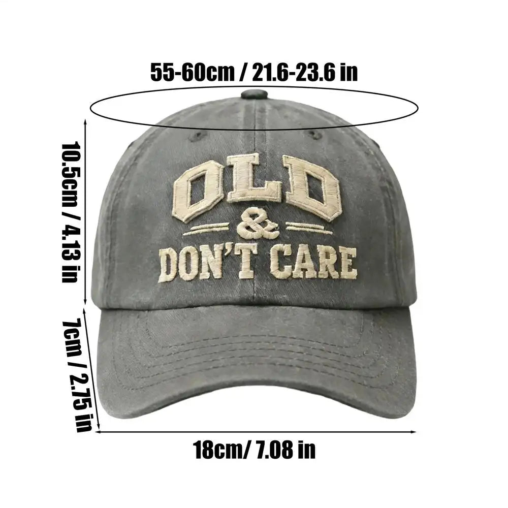 "OLD Don't Care" Embroidered Retro Washed Baseball Cap Baseball Cap PLUSH Gray
