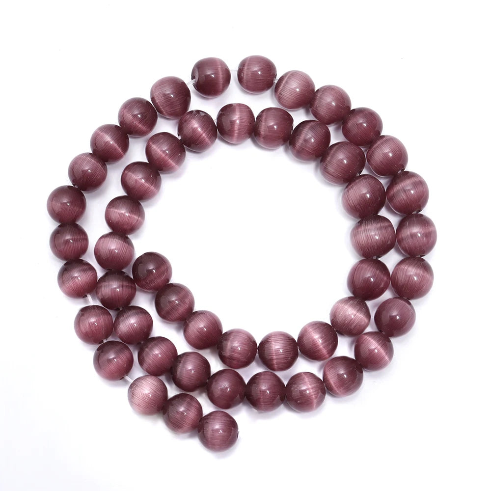 Purple Cat's Eye Stone Beads – Round Spacer Beads for Jewelry Stone Spacer Beads PLUSH 8mm 45pcs