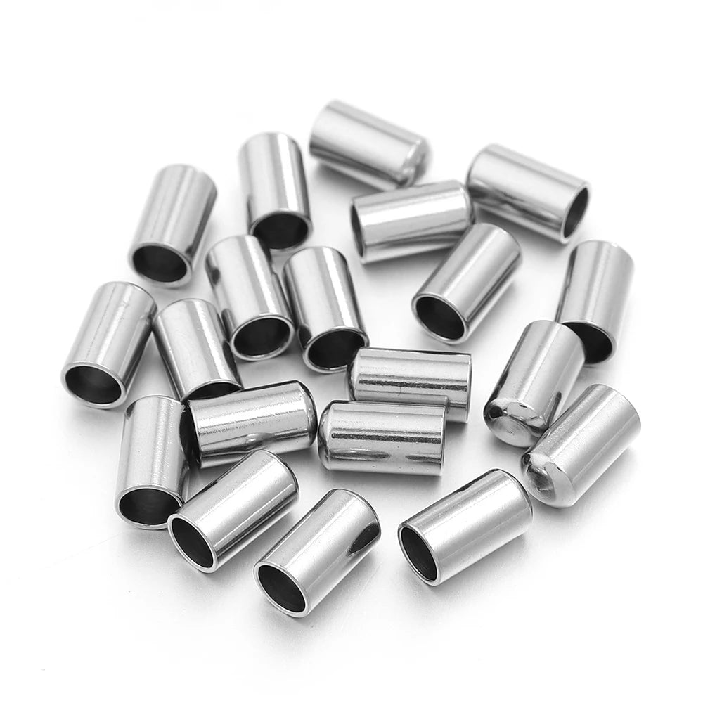 Stainless Steel Crimp Cord End Caps DIY Jewelry – 10/20pcs Jewelry Findings PLUSH Steel 4mm 20pcs