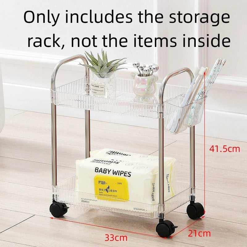 Transparent Multi-Layer Storage Cart Rack – Bathroom & Bedroom Storage Cart Rack PLUSH second floor