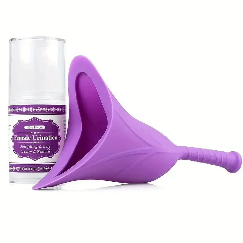 Silicone Female Urinal – Portable Standing Pee Funnel Travel Female Urination Device PLUSH 1PCS PURPLE