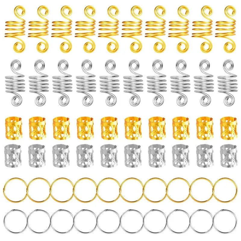 50-100pcs Dreadlock Hair Rings Bead Cuffs – Mixed Color Hair Braid Rings PLUSH No.13 60pcs mixed