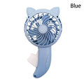 Portable Hand Pressure Mini Fan – No Battery Cartoon Handheld Handheld Mini Fan PLUSH Blue
