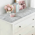 Gradient Plush Table Mat – Fluffy Shaggy Desk & Cabinet Pad Plush Table Mat PLUSH Grey 19.69x31.50 in