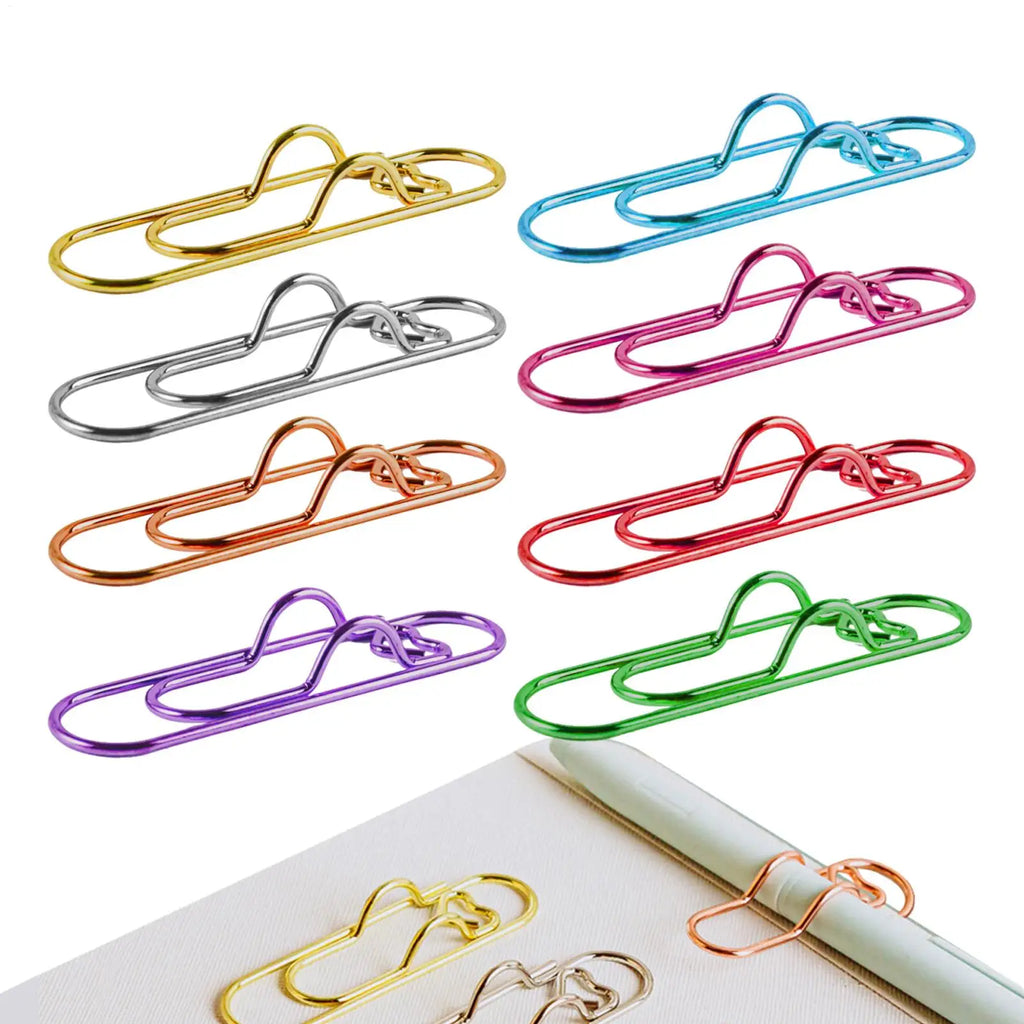 Metal Paper Clips 8pcs – Multicolor Pen & Memo Clip Set Metal Paper Clips PLUSH
