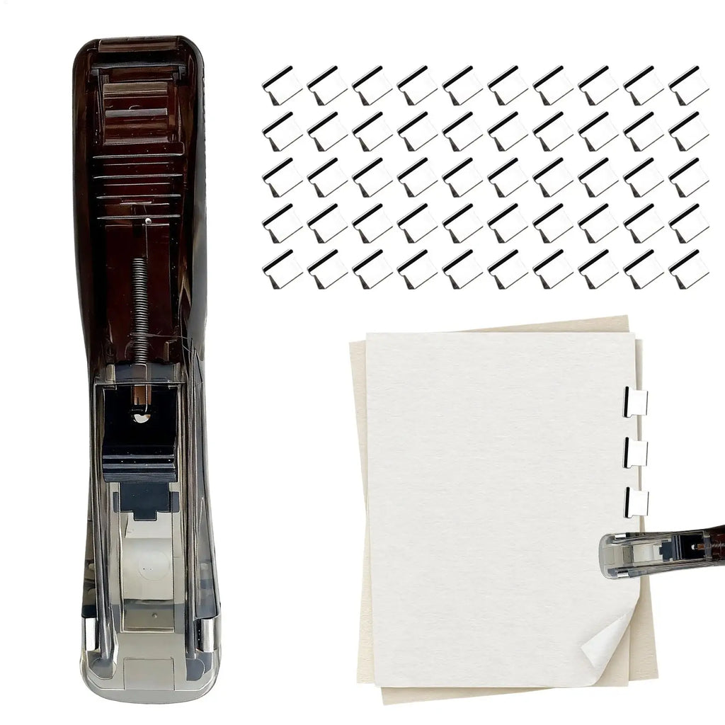 Mini Traceless Push Stapler – Reusable Office & School Binder Mini Push Stapler PLUSH