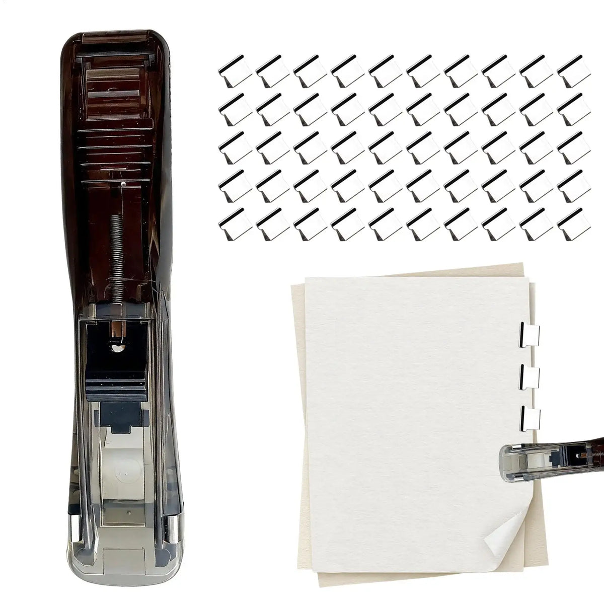 Mini Traceless Push Stapler – Reusable Office & School Binder Mini Push Stapler PLUSH