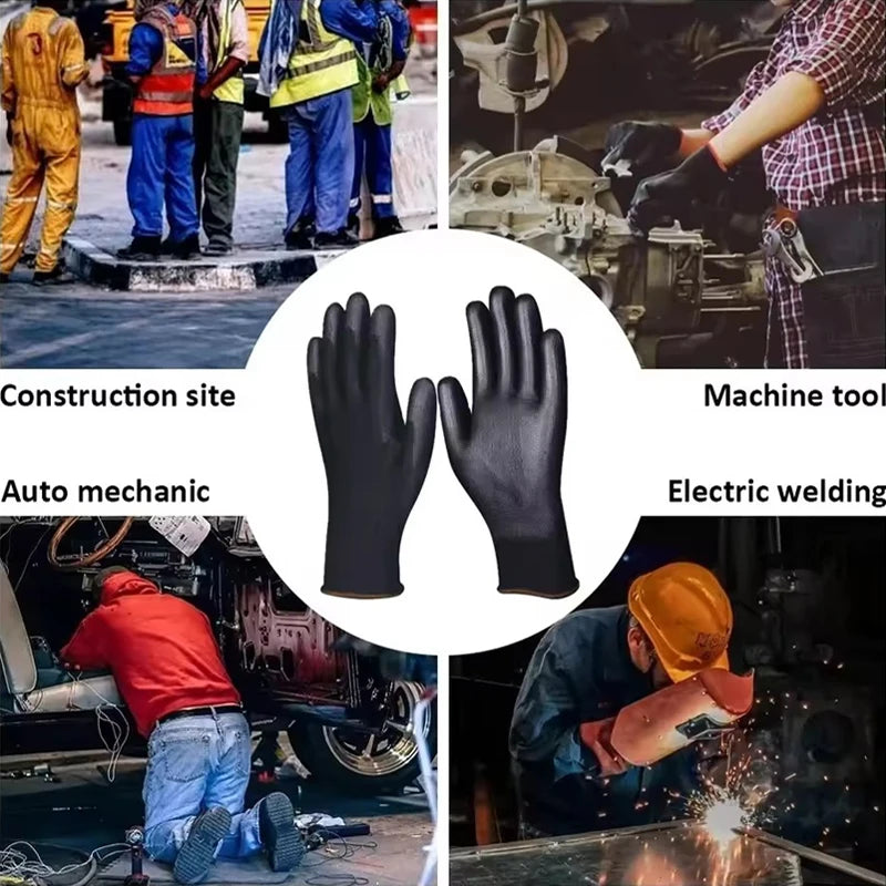 PU Coated Work Gloves 5/10 Pairs | S–XL Garden Construction Work Safety Gloves PLUSH