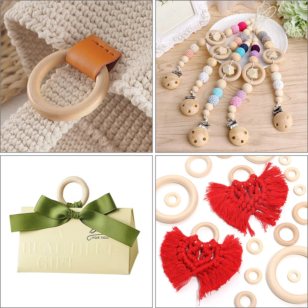 Natural Round Wooden Rings & Hoops for DIY Jewelry Making Wood Jewelry Hoops PLUSH