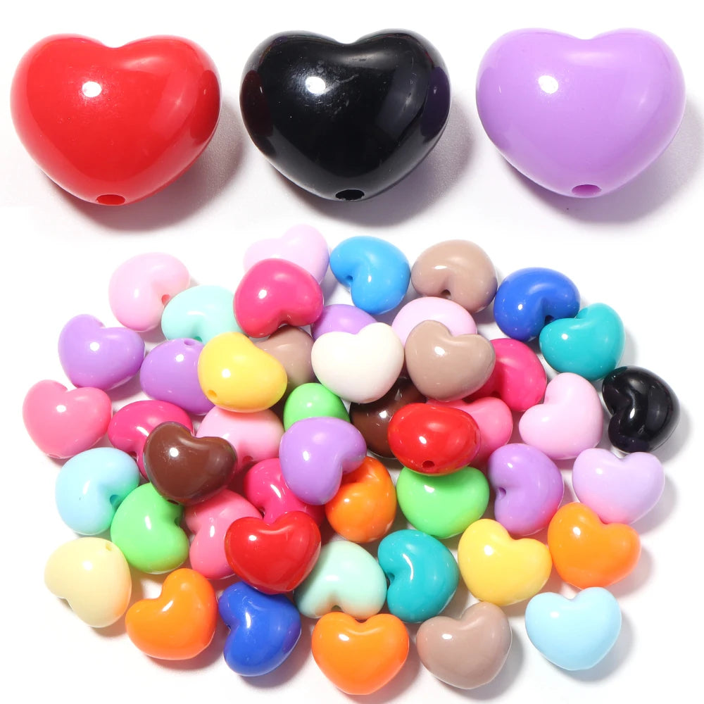 10pcs Heart Acrylic Spacer Beads – DIY Jewelry Making Acrylic Spacer Beads PLUSH