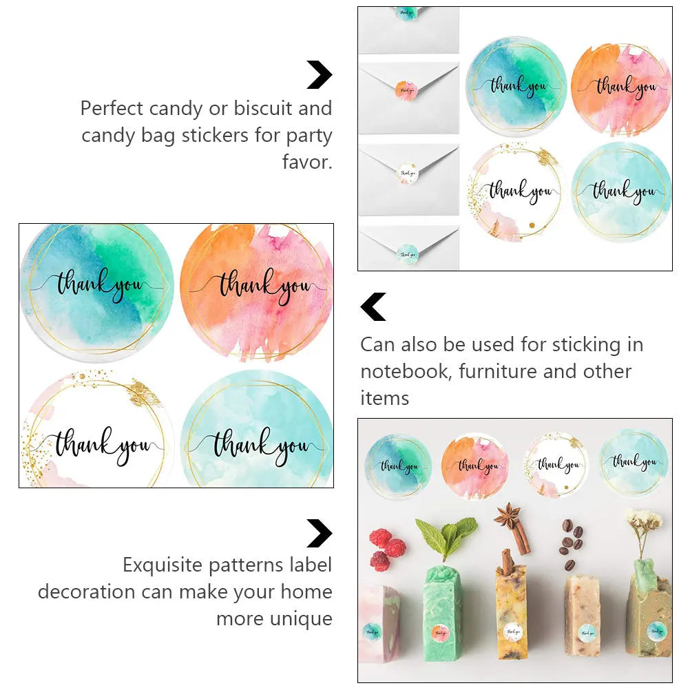 500pcs Thank You Stickers Self-Adhesive Sealing Labels Decorative Stickers PLUSH