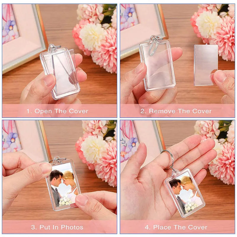 Clear Acrylic Photo Keychain Blank with Split Ring – DIY Gift Keychain Blank PLUSH