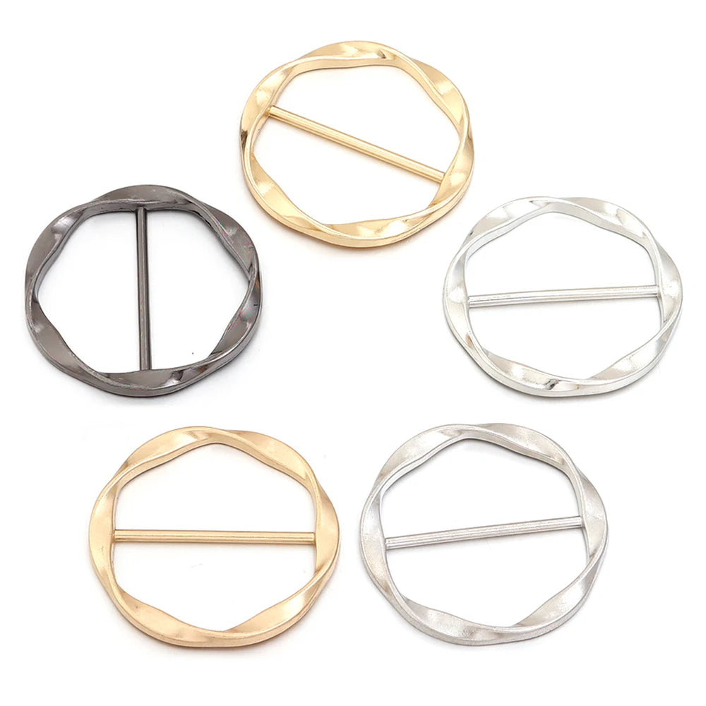 5pcs Alloy Twisted Round Scarf Ring Buckles | Garment Fasteners Garment Ring Buckle PLUSH mixed