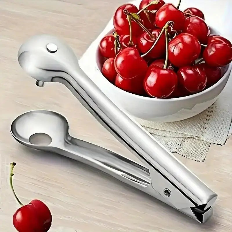 Stainless Steel Cherry & Olive Pitter Tool | One-Hand Use Fruit Pitter Tool PLUSH