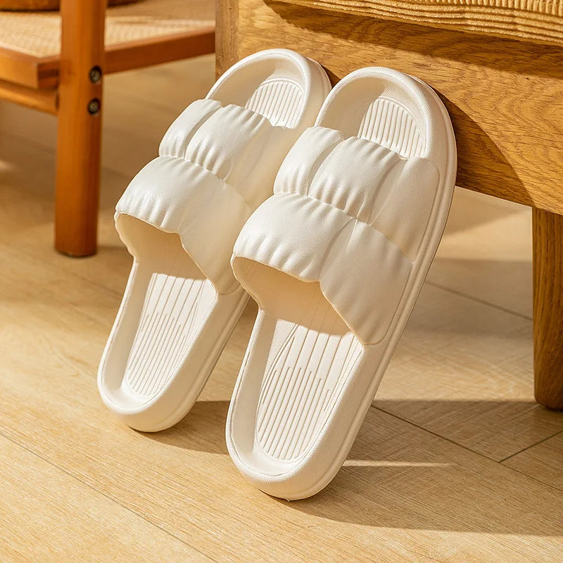 Women's Cloud Slippers Thick Platform EVA Flip Flops Unisex Platform Flip Flops PLUSH white 40-41