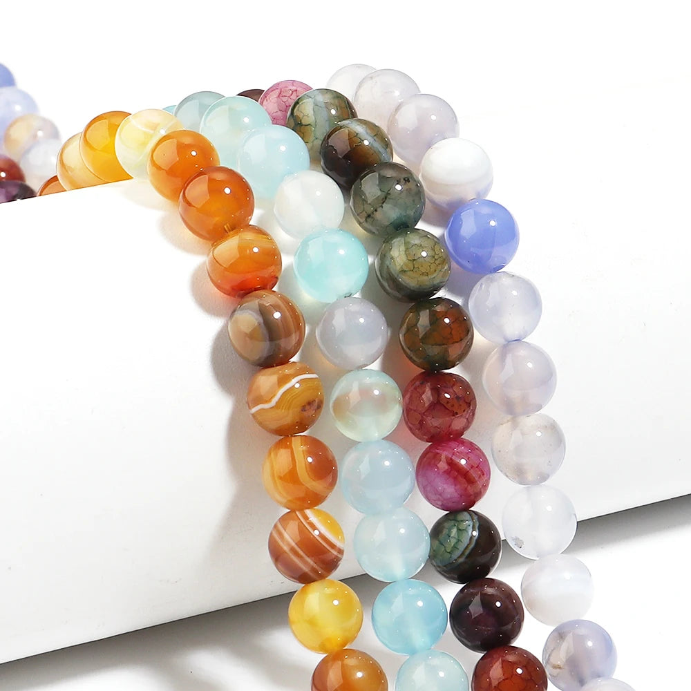 Natural Agate Stone Round Spacer Beads 6/8/10mm – DIY Jewelry Stone Spacer Beads PLUSH