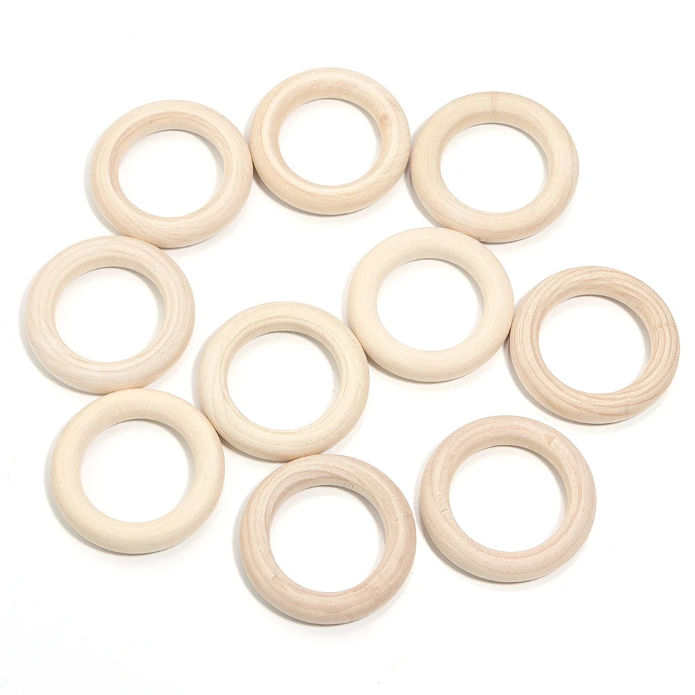 Natural Round Wooden Rings & Hoops for DIY Jewelry Making Wood Jewelry Hoops PLUSH 45mm x 10pcs