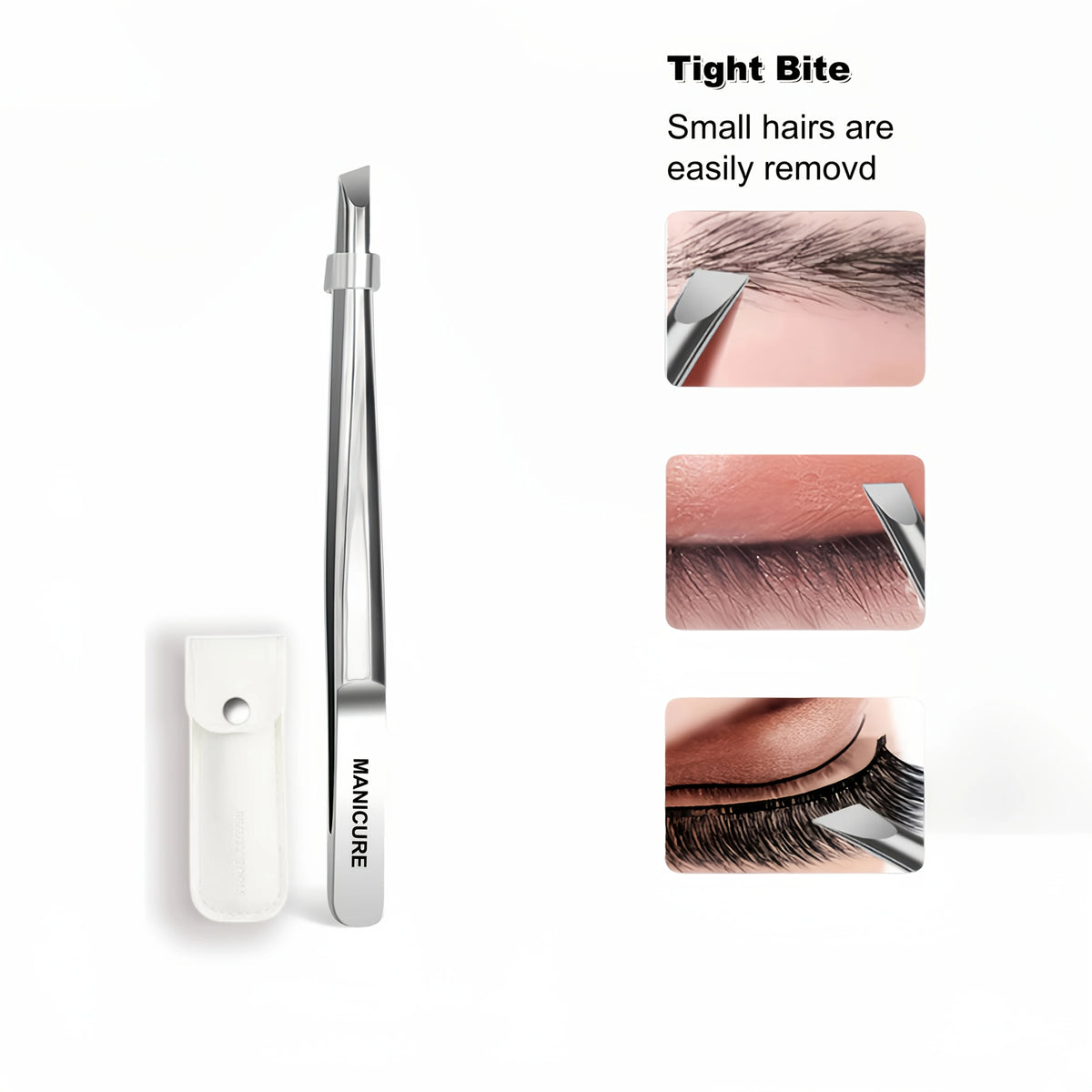 Stainless Steel Slant Tweezers – Eyebrow & Lash Precision Tool Precision Tweezers PLUSH