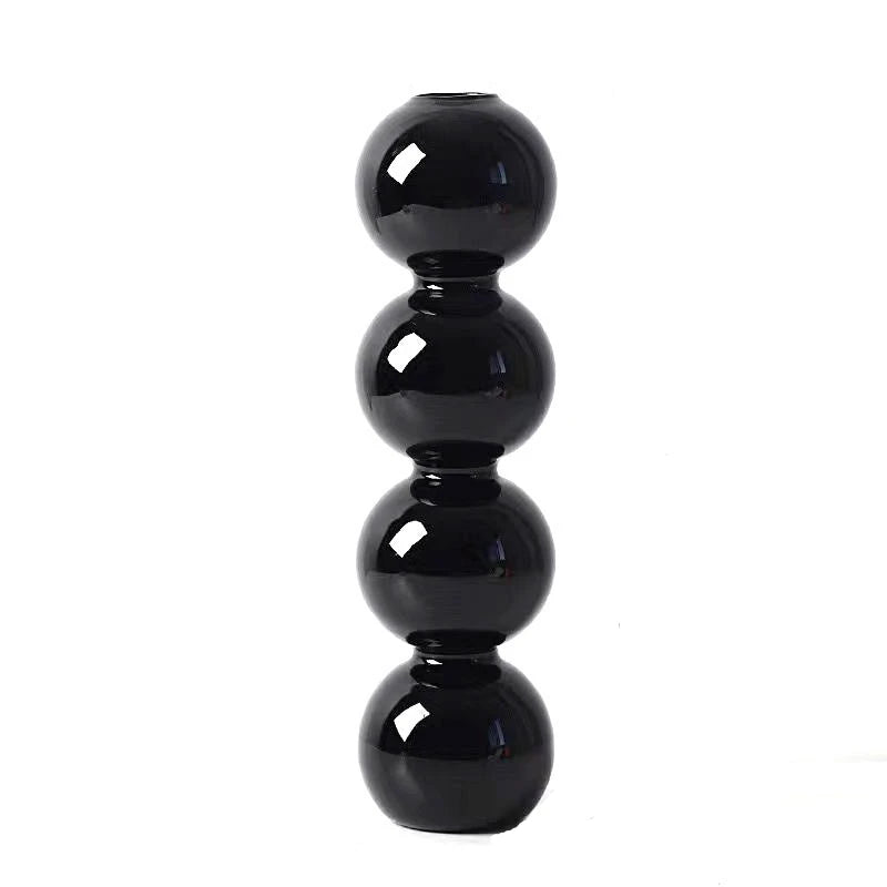 Nordic Glass Bubble Vase – Clear Bud Vase & Hydroponic Planter Glass Bud Vase PLUSH Black 4balls
