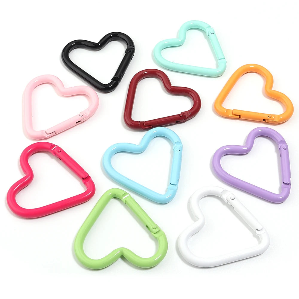 5pcs Heart Spring Clasps 43mm Carabiner Keychain Hooks DIY Jewelry Clasps & Hooks PLUSH Random Mixed