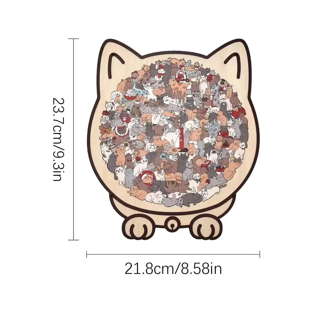 Cat-Shaped Wooden Jigsaw Puzzle 135pcs – Gift for Cat Lovers Wooden Jigsaw Puzzle PLUSH A