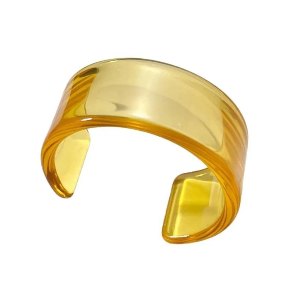 Transparent Resin Open Bangle Bracelet for Women | Cuff Resin Bangle Bracelet PLUSH Yellow