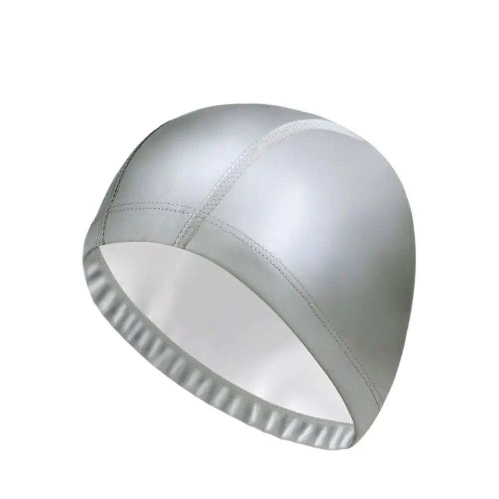 Waterproof Swim Cap for Long Hair – Plus Size Flexible Swim Hat Swim Cap PLUSH silver
