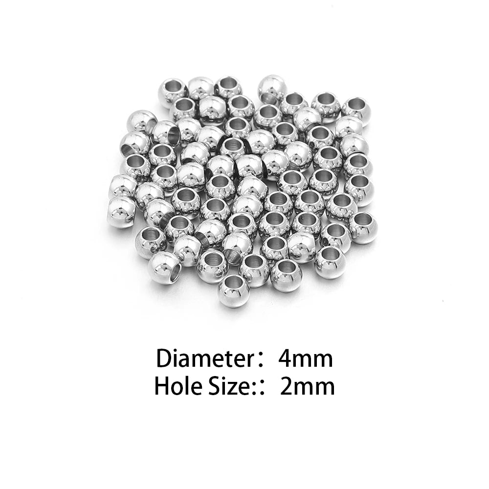 Silver Stainless Steel Big Hole Spacer Beads | DIY Jewelry Jewelry Spacer Beads PLUSH 4mm hole2mm 100pcs