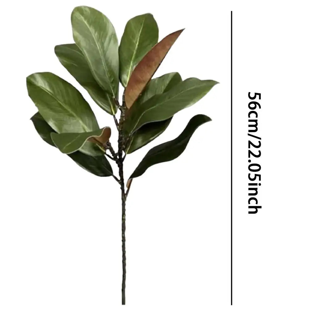 Artificial Magnolia Leaf Branches Real Touch Faux Stems 2pcs Artificial Plant Stems PLUSH Green 2Pcs
